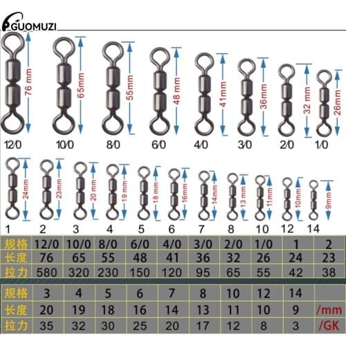 20Pcs Fishing Barrel Bearing Rolling Swivel Solid Ring LB Lures Connector 5 Size