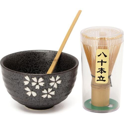 3 Styles 3Pcs/Set Bamboo Chasen Matcha Whisk Chashaku Tea Scoop Matcha Bowl Ceramic Tea Bowl Kitchen Tea Tools Tea Accessories