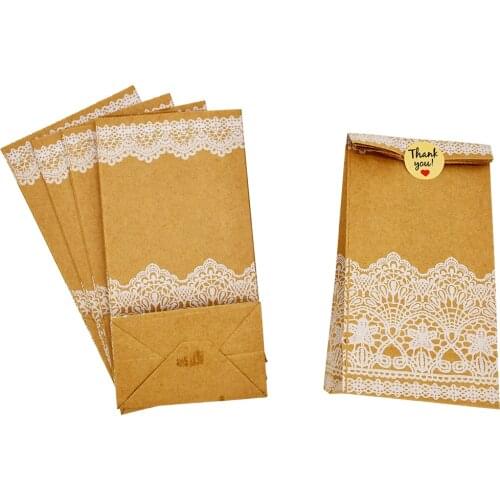 5pcs Stand Up Bag Dot Pure Kraft Paper Bags Candy Bag for Gift Wedding Decoration Cookie Favors Birthday Party