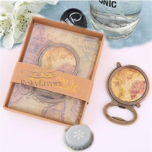 50PCS Antique Gold Globe Bottle Opener Wedding Favors Bridal Showre Engagement Party Favors Event Keepsakes Birthday Gifts