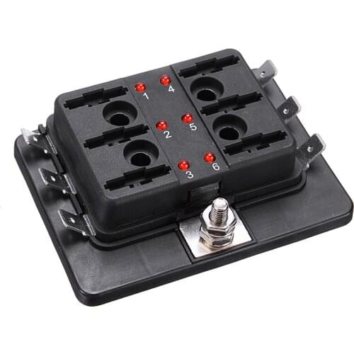 6 Way 12V 24V 100A Amp Car Circuit Auto Cut Blade Fuse Box Holder Block Panel Board Automotive Fuse Set
