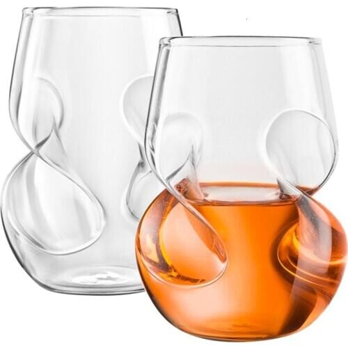 American Creativity Double Helix Spiral Old Fashioned Whiskey Glass Artistic Modeling Chivas Whisky Wine Glasses Tumbler Charms