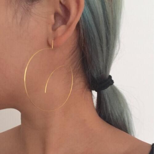 Big Thin Circle Earrings Handmade Jewelry 925 Silver/Gold Wrap Brincos Pendientes Boho Orecchini Earrings for Women