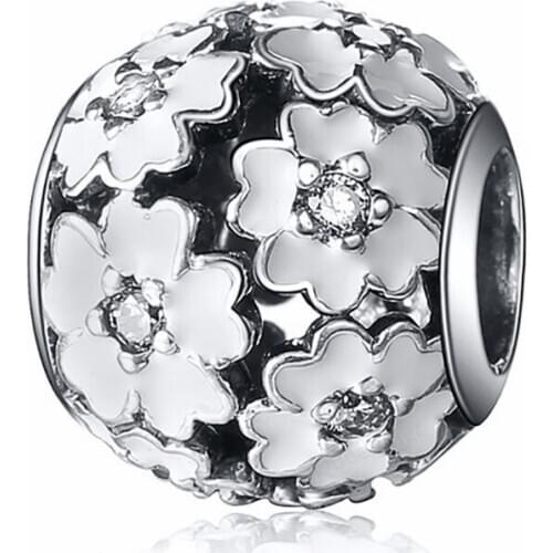 925 Sterling Silver Flower European Charms Bead Fit Original Bracelets Chain DIY Girl Women Pendant Charm Beads Jewelry Making