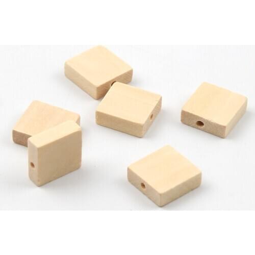 30PCS Square Wood Color Wooden Beads DIY Square Flat Beads Handmade Jewelry Accessories Wholesale 15mm