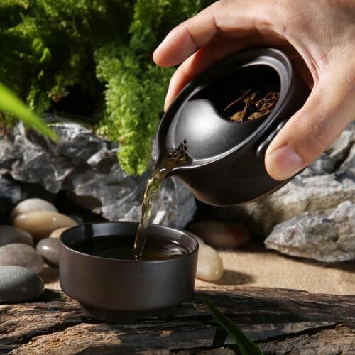 Travel China Kung Fu Tea Set with infuser 1 Teapot 1 Cup Portable Teapot Gaiwan Kettle Coffee Cup Drinkware for Outdoor Camping