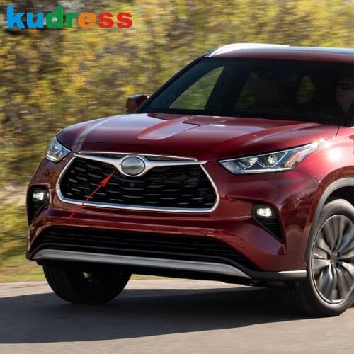 For Toyota Highlander Hybrid 2021 2022 ABS Chrome Front Hood Bonnet Grille Grills Logo Frame Cover Trim Stickers Car Styling