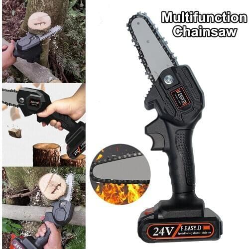 24V Rechargeable MINI Electric Chainsaw Wood Cutting Universal Lightweight Chainsaw Lithium Bracket Angle Chain Saw Adjustable