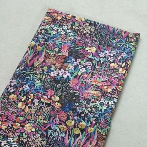 Graceful Colorful Leaf & Flower Printed Cotton Fabric 50x160cm Floral Fabric Patchwork Cloth Dress DIY Sewing Quilting Home Deco