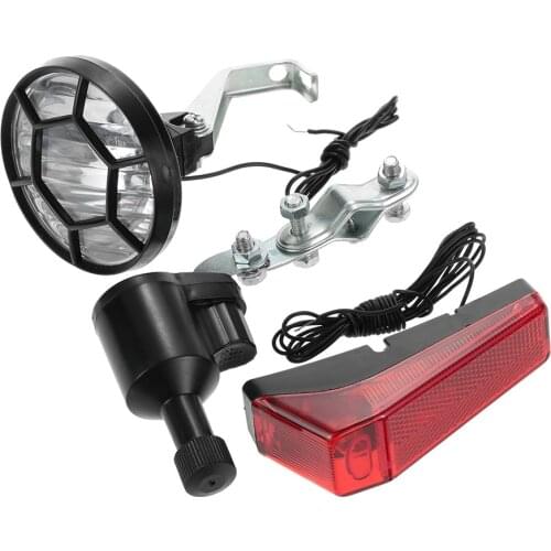Lixada Bicycle Lights Set Kit Bike Safety Front Headlight Taillight Rear light Dynamo No Batteries Needed Bike Accessary