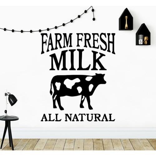 Beauty Fresh Milk Cow Removable Wall Stickers For Kitchen Room Vinyl Mural Decal Farm Creative Sticker