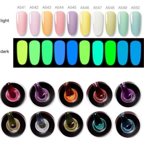 Nail Polish Soak Off UV Gel Night Glow In Dark Gloss Gel Lak Gel Polish Need Base Top Coat Fluorescent Luminous Gel