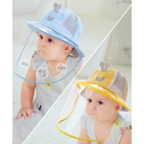 Summer thin protective cap childrens breathable mesh gauze anti-spray saliva droplet isolation mask face cap baby sun hat