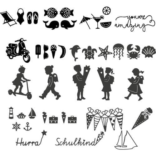 Cute Turtle Dolphin Starfish Sailboat Metal Cutting Dies Scrapbooking Album Paper DIY Card decoration Craft Embossing Die Cuts