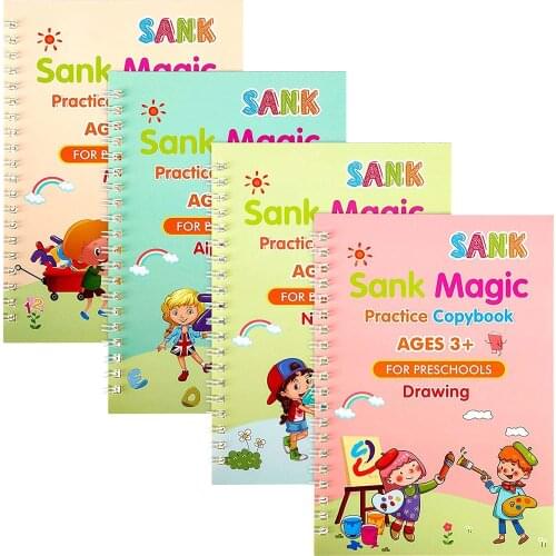 4 Books Magic Calligraphy Handwriting Copybook Set Art Book Baby Copybook For Calligraphy Writing Kids English Lettering Toy