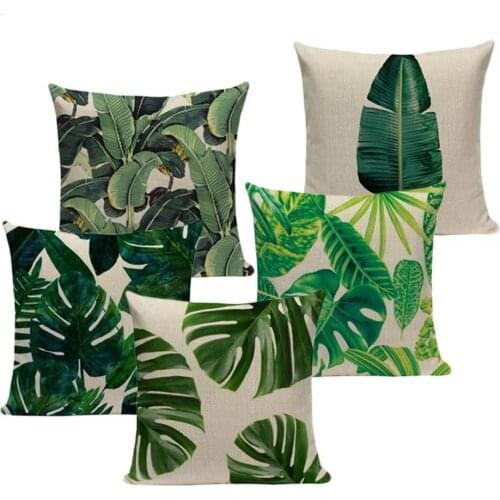 Tropical Plant Cushion cover Flax Cotton Home Art Decoration Pillow Sofa Chair Back Pillow, Automotive Decoration Pillow 45x45cm