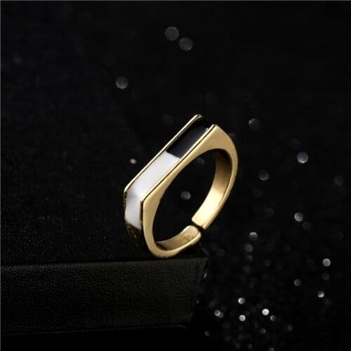 NEWBUY 2021 Fashion Colourful Oil Dripping Geometric Open Ring Adjustable Size Wholesale Gold Color Copper Women Finger Rings