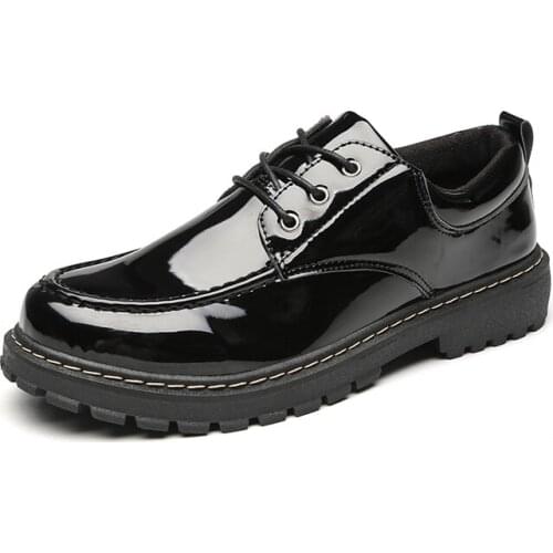 2021 New Mens Shoes Fashion Trend Versatile British Leisure Round Head Low Top Leather Shoes Waterproof Antiskid Comfortable