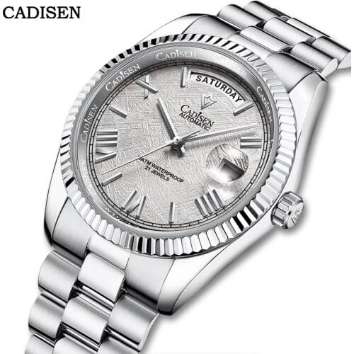 2021 New CADISEN Meteorite Mens Mechanical Watch Top Brand Luxury Automatic Watch Waterproof Date Clock Reloj Hombre