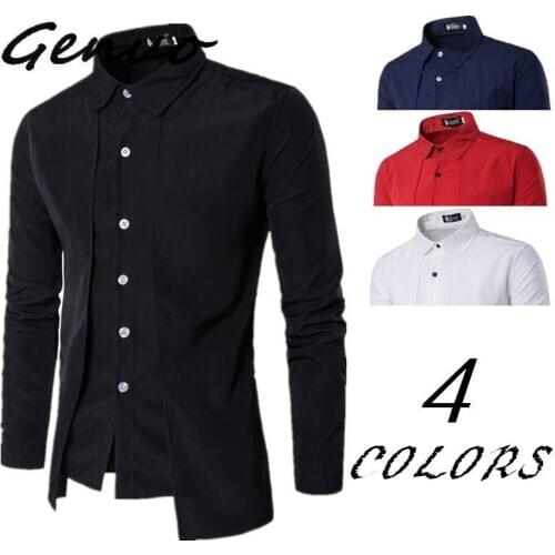 New Arrival Autumn Men Shirt 2020 Unique Design Fake two pieces Stylish Mens Dress Shirt Long Sleeve Casual Slim Fit Male Shirts