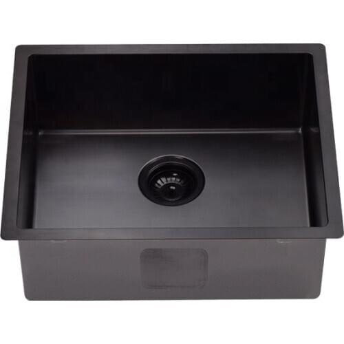 Top quality undermount flushmount Handmade Single Bowl 304 Stianless Steel kitchen Sink Bowl Brushed Satin black-550x450x200mm