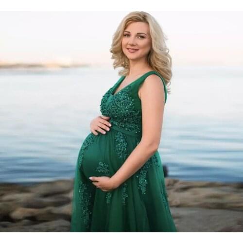 Pregnant plus women communion dresses Long Dress Evening Dress prom party Robe De Soiree beads lace pleat neck robe de soiree