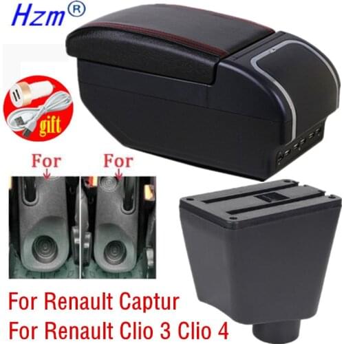 For Renault Clio 4 Captur Clio 3 Armrest For Renault Captur armrest box accessories Storage box with cup holder ashtray with US