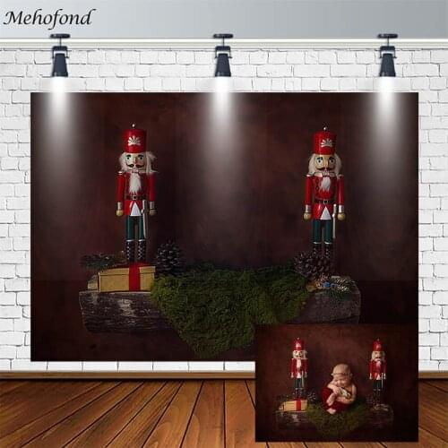 Merry Christmas Tree Backdrop Gift Pine Cones Wooden Doll Newborn Baby Photography Background Photo Studio Photocall Decor Props