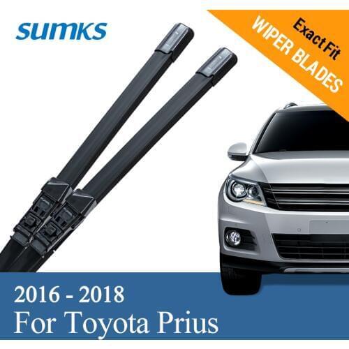 SUMKS Windshield Wiper Blades for Toyota Prius XW50 2016 2017 2018 Fit Specific Push Button Arms