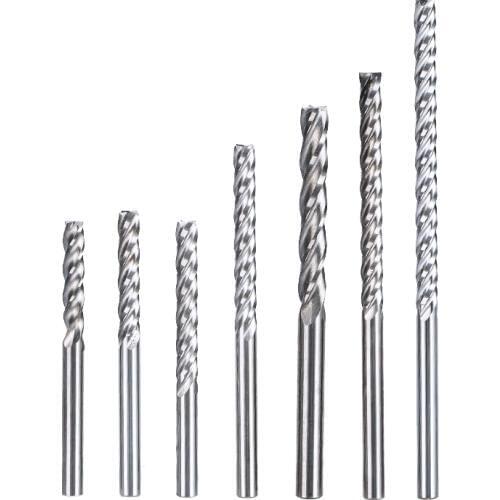 HUHAO 5PC/lot 3.175mm 4 Flute Spiral End Mill straight shank milling cutter CNC Router Bits For Wood Tungsten Milling route too