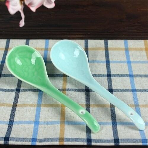 4PCS Soup Spoon Extra Fine Porcelain Dinnerware Microwave and Dishwasher Safe Decor Penoy Use for Home Kitchen and Restaurant