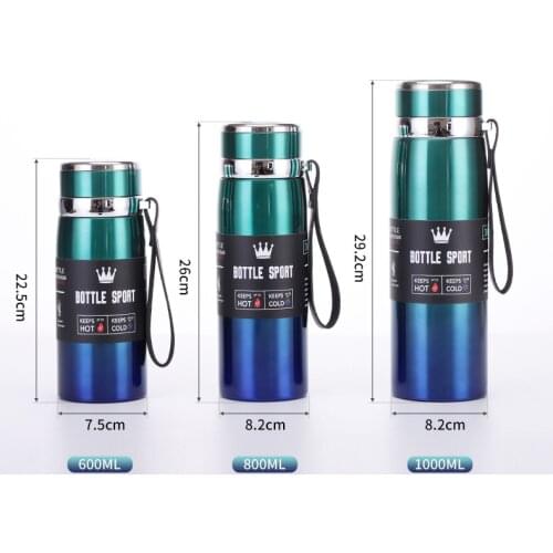 350/500/1000ml Stainless Steel Bullet Rocket Thermal Mug Men Home Office Outdoor Vacuum Thermos Mugs For Water Tea Bottle