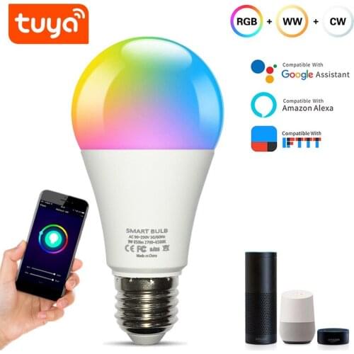 12W 15W WiFi Smart Light Bulb E27 RGB LED Lamp Dimmable with Tuya Smart Life APP Voice Control for Google Home Alexa