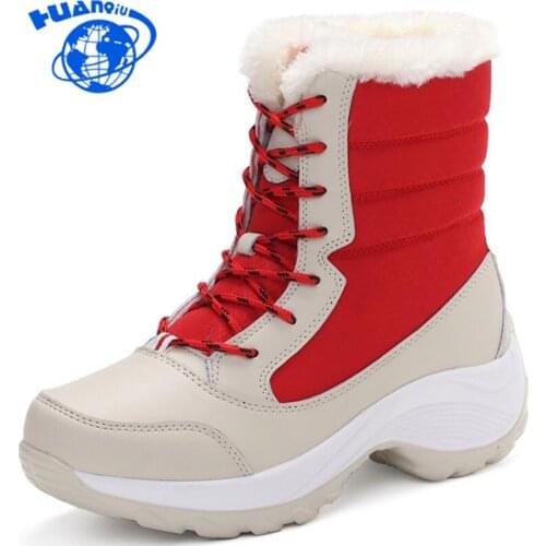 HUANQIU Women Boots Non-slip Waterproof Winter Ankle Snow Boots Women Platform Winter Shoes With Thick Fur Botas Mujer wyq141