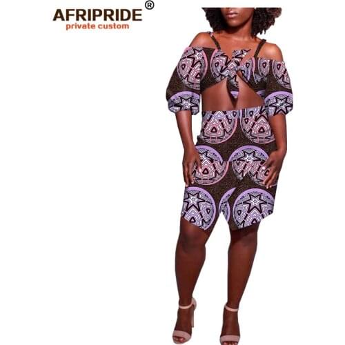 2 piece outfits for women african dashiki ankara print strapless short tops+ mini skirts set sexy wear AFRIPRIDE A1926011