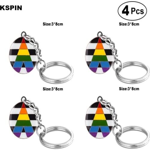 Straight Allies Key Ring Lapel Pin Flag badge Brooch Pins Badges 4pcs