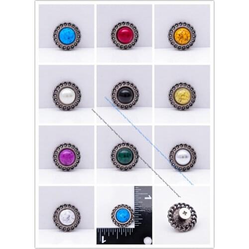18MM Antique Turquoise Bead Fashion Round Chain Decor Leathercraft Project Leather Belt Handbag Conchos Screw Back