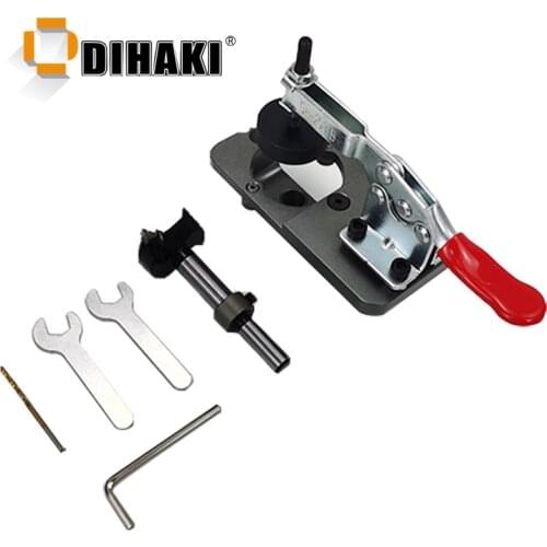 35mm Hinge Boring Jig Woodworking Hole Drilling Guide Locator with Fixture Aluminum Alloy Hole Opener Template Door Cabinets