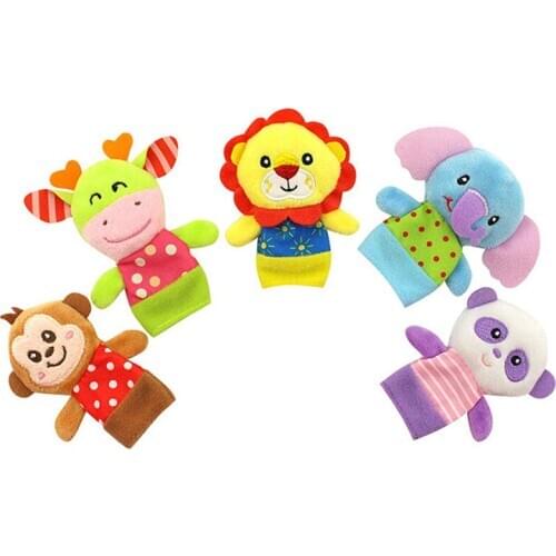 5PCS Finger Puppet Infant Baby Plush Animal Stuffed Appease Toys Parent-child interaction Early development boys girls gift