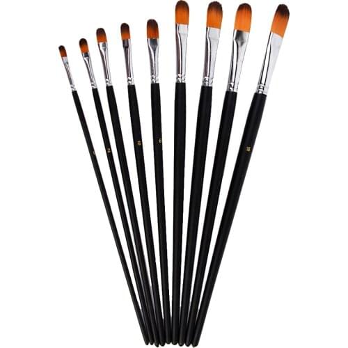 9 Pieces Handmade Detail Paint Brush Set Paintbrushes for Acrylic, Watercolor, Oil - Drawing Art Supplies