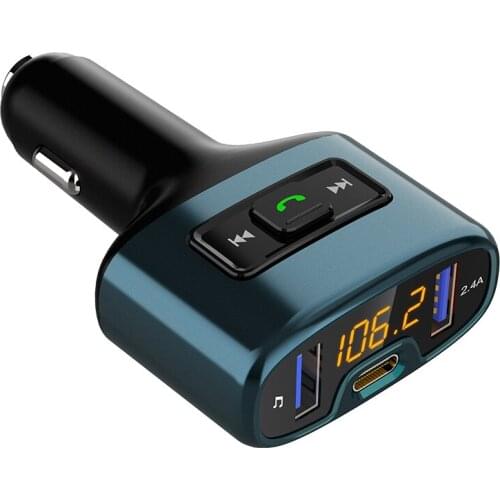 Dual USB Car Chargers Accessories Hands Free Wireless Bluetooth FM Transmitter Car Kit Mp3 Player Type C Quick Charging Adapters
