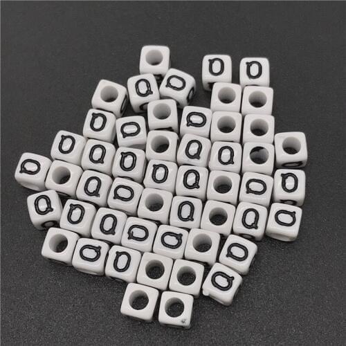 100pcs 6x6mm Letter Beads Q Square Shape Alphabet Letter Beads Charms Bracelet Necklace For Jewelry Making Accessories