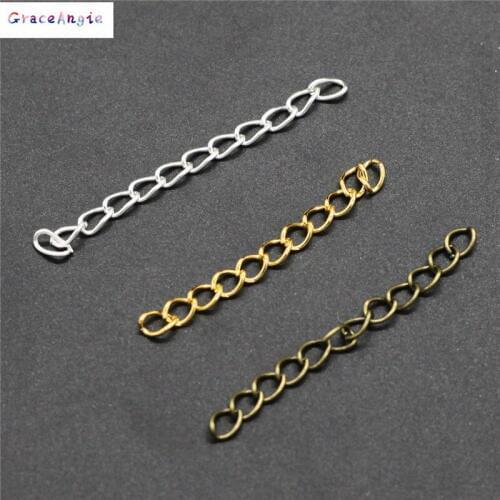 GraceAngie 100pcs Women Handmade Bracelet Crafts Gold Extended Chain Antique Bronze Necklace DIY Jewelry Jewelry Tail Chain