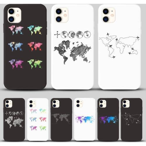 World Map Travel Airplane phone case For iPhone X XR XS MAX 8 7 6S Plus Case Silicone Soft Back Cover 12 11 Pro Max SE2020 shell
