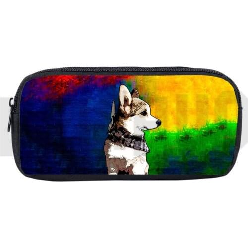3D Print Welsh Corgi Pembroke Pencil Case Women Make Up Box Purse Kawaii Pet Dog Korgi Penbaox Kids School Supplies Stationery