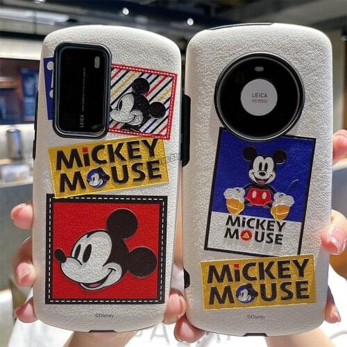 Authentic Disney Phone Case for Huawei Mate40 Mate30 Pro P40 Nova8 Nova7 Cartoon Print Mickey Tpu Embossed Anti-drop Phone Cover