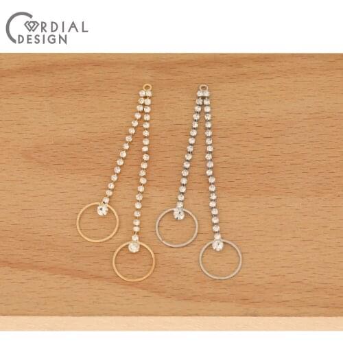 Cordial Design 50Pcs 14*72MM Rhinestone Pendant/DIY/Hand Made/Claw Chain/Jewelry Findings & Components/Earrings Accessories