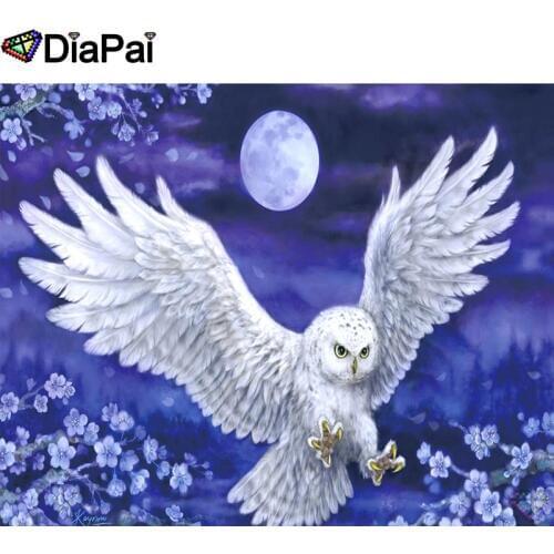 DIAPAI Diamond Painting 5D DIY 100% Full Square/Round Drill "Owl moon flower" Diamond Embroidery Cross Stitch 3D Decor A24612