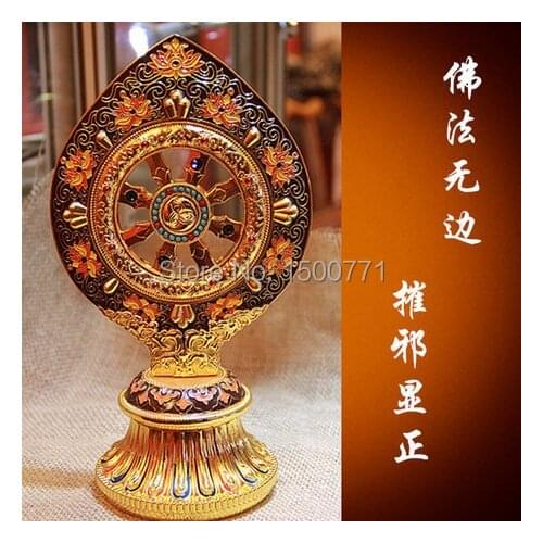 Falun treasure painting process Tantric Buddhist supplies rotatable big Falun ornaments Prayer Guru Lecture