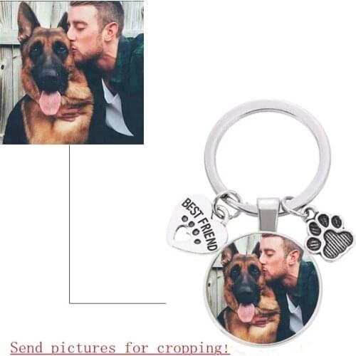 Custom DIY Dog Cat Photo Keychain Gift I Love Dog Glass Crystal Pendant Mini Keychain Keychain Men And Women Same Style Use Keyc